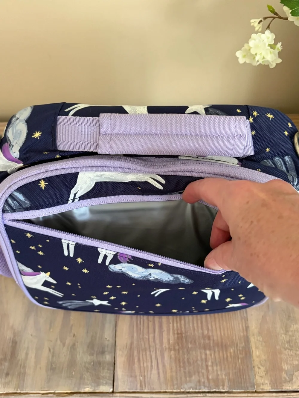 Pottery Barn Kids Navy & Purple Unicorn Lunch Bag 💜🦄